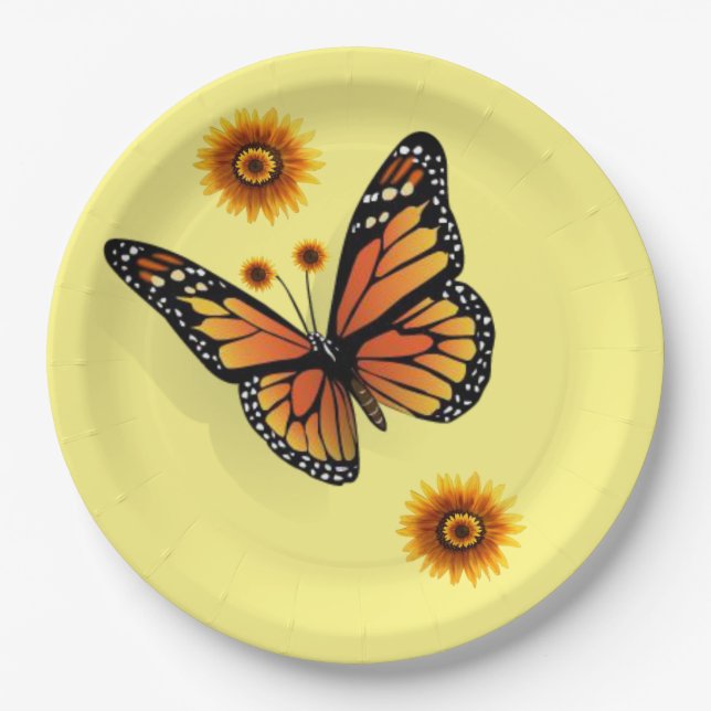 Sunflower Butterfly Paper Plates (Front)