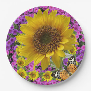Sunflower Butterfly Paper Plates