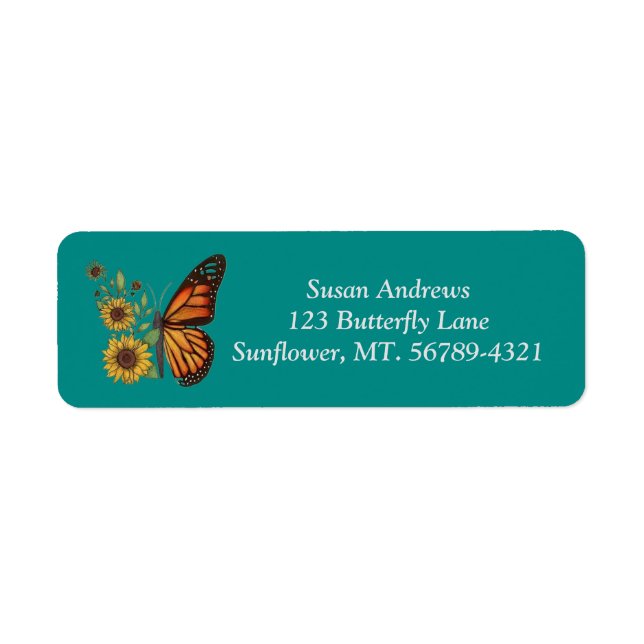 Sunflower Butterfly Return Address Label (Front)