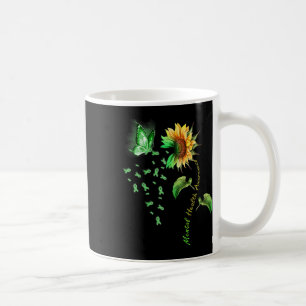 Sunflower Butterfly Ribbon Green Mental Health Awa Coffee Mug