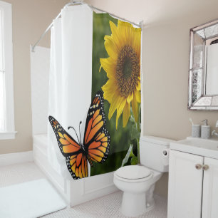 Sunflower Butterfly Shower Curtain