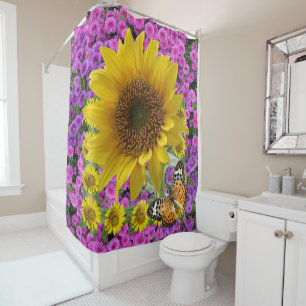 Sunflower Butterfly Shower Curtain