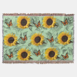 Sunflower Butterfly Throw Blanket