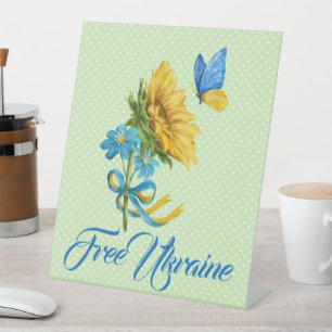 Sunflower & Butterfly Ukraine Support Pedestal Sign