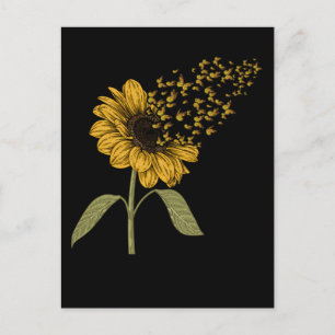 Sunflower Butterfly Women Girls Floral Butterflies Postcard