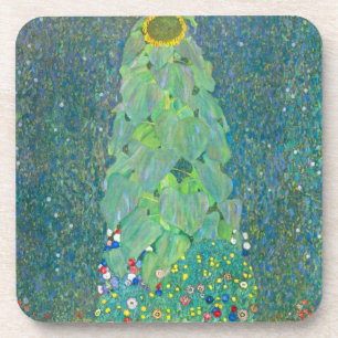 Sunflower by Klimt, Vintage Flowers Art Nouveau Coaster