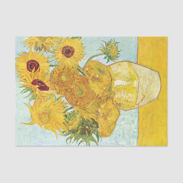 sunflower by Vincent Van Gogh,post impressionist p Tissue Paper (Front)