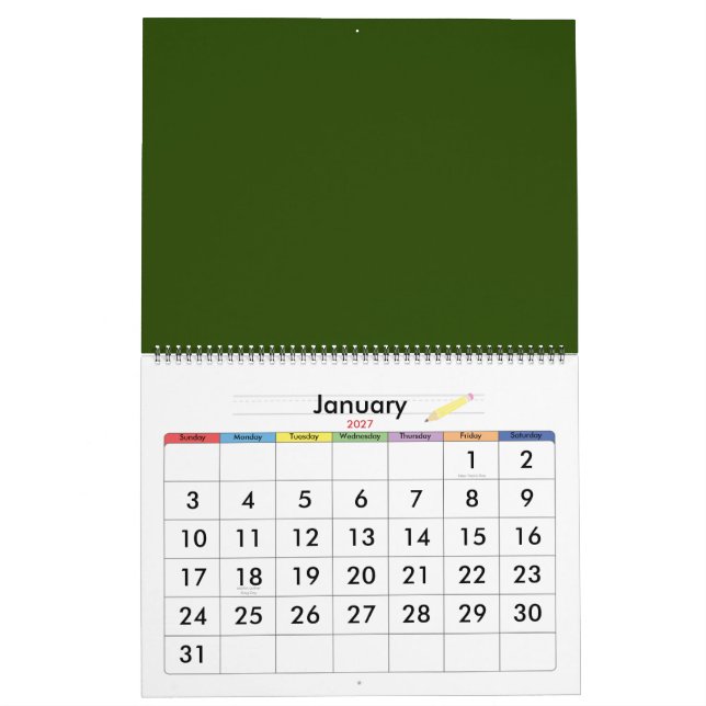 Sunflower Calendar (Jan 2027)