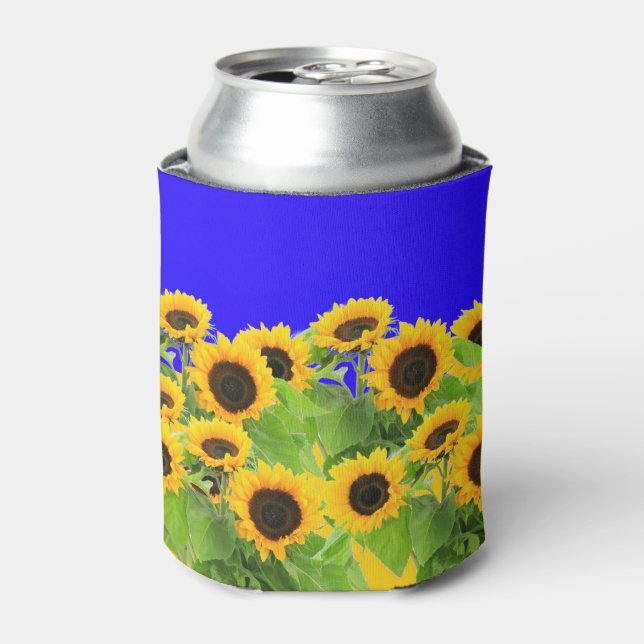 Sunflower Can Cooler Ukrainian Flag Colours Freedo (Can Front)