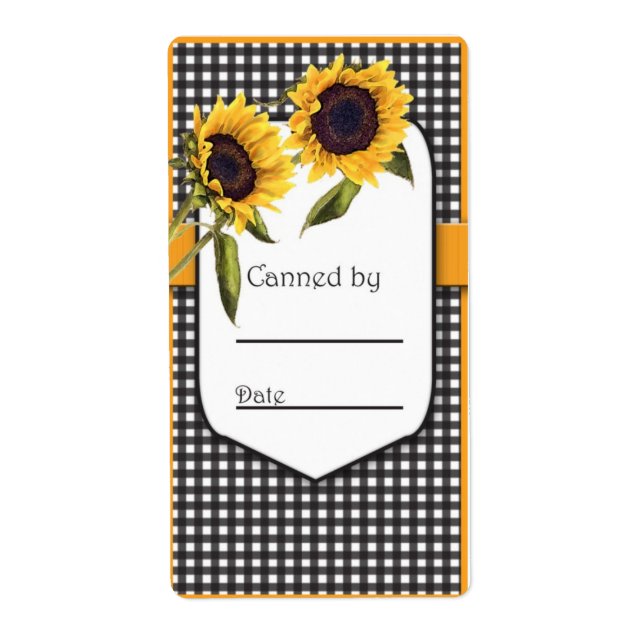 Sunflower Canning Jar Label (Front)
