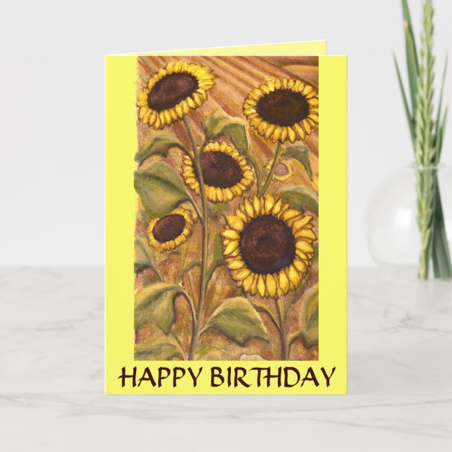 Sunflower Card Happy Birthday Custom Greeting Card (Front)