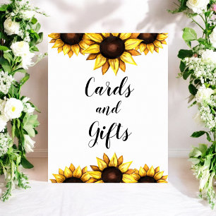 Sunflower Cards Gifts Yellow White Floral Poster