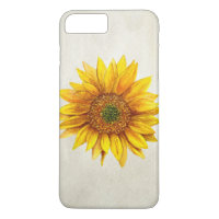 Sunflower case. Rustic watercolor yellow flower