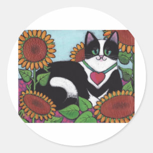 Sunflower Cat Classic Round Sticker