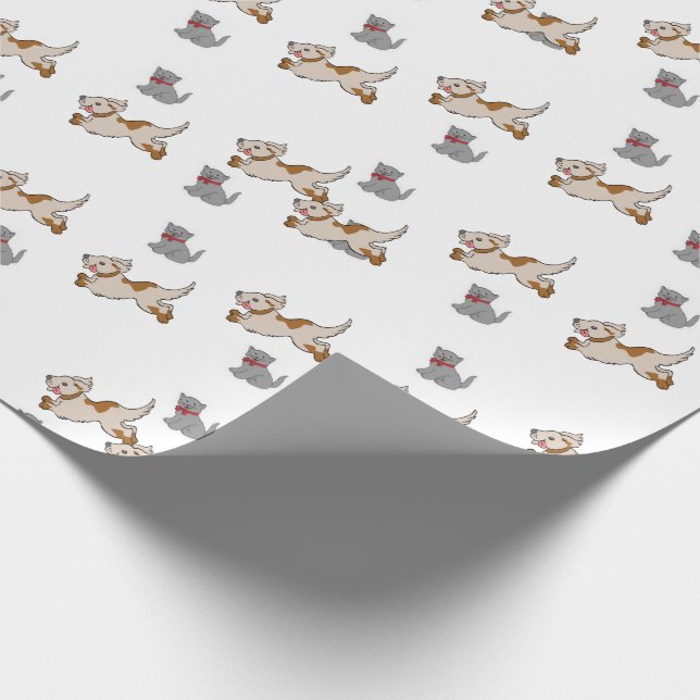 Sunflower Cat Dog Matte Wrapping Paper (Corner)