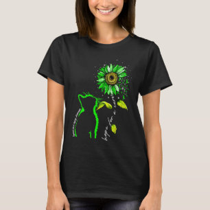 Sunflower Cat Green Spinal Cord Injury Awareness T-Shirt
