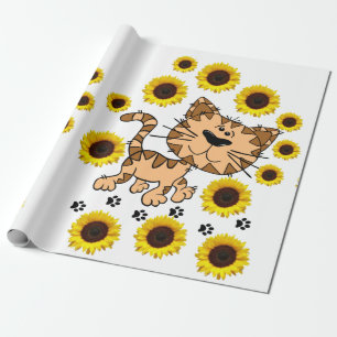 Sunflower Cat Matte Wrapping Paper
