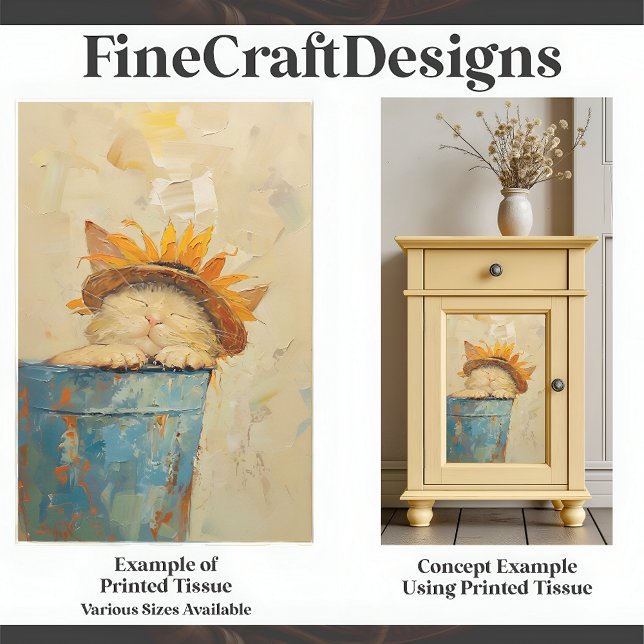 Sunflower Cat Nap Whimsical Oil Style Painting C3L Tissue Paper (Creator Uploaded)