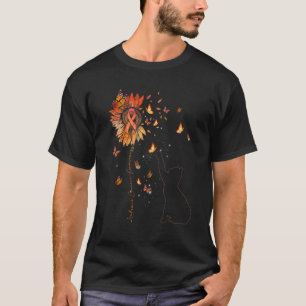 Sunflower Cat Orange Ribbon Leukaemia Awareness T-Shirt