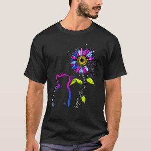 Sunflower Cat Pink And Blue Birth Defects Awarenes T-Shirt