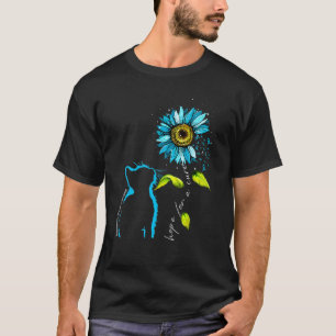 Sunflower Cat Teal Myasthenia Gravis Awareness T-Shirt