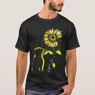 Sunflower Cat Yellow Childhood Cancer Awareness  T-Shirt