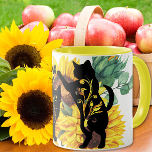 Sunflower Cats – Watercolor Floral Art Mug