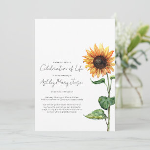 Sunflower Celebration of Life Funeral Invitation