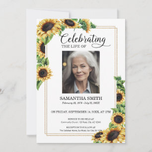 Sunflower Celebration of Life Memorial Photo Invitation
