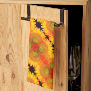 Sunflower Centre Up Close Abstract Floral Art    Tea Towel