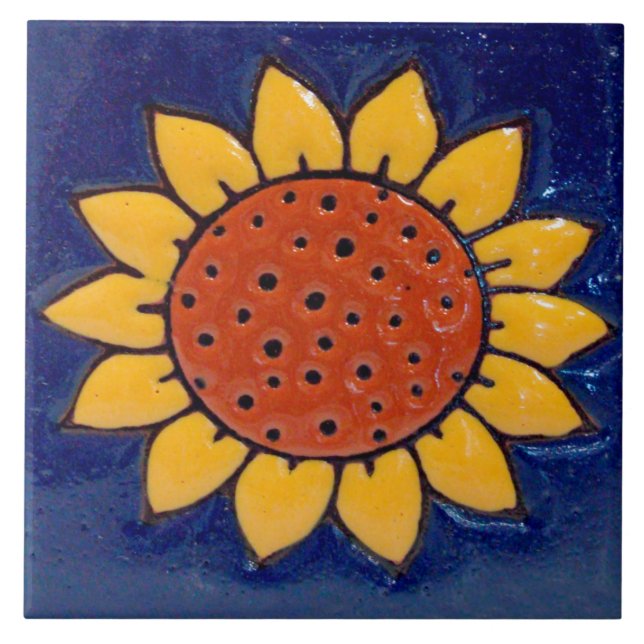 Sunflower Ceramic Photo Tile (Front)