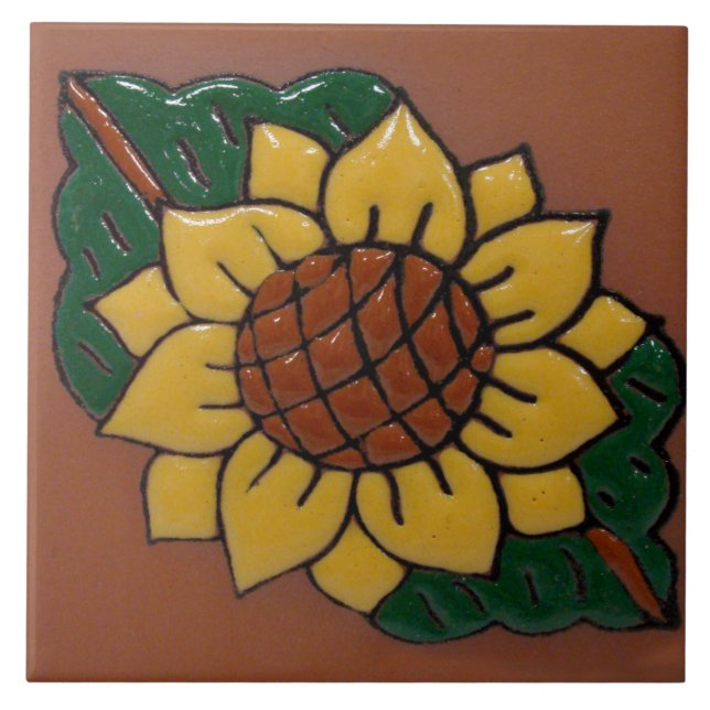 Sunflower Ceramic Photo Tile (Front)