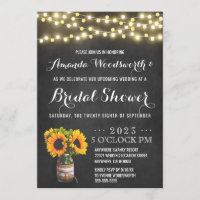 Sunflower Chalkboard Bridal Shower Invitations