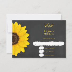 sunflower chalkboard rustic country wedding RSVP c