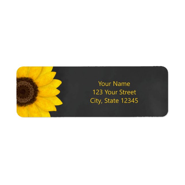 sunflower chalkboard rustic floral return address label (Front)