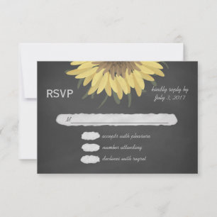 Sunflower Chalkboard Rustic Wedding RSVP Card