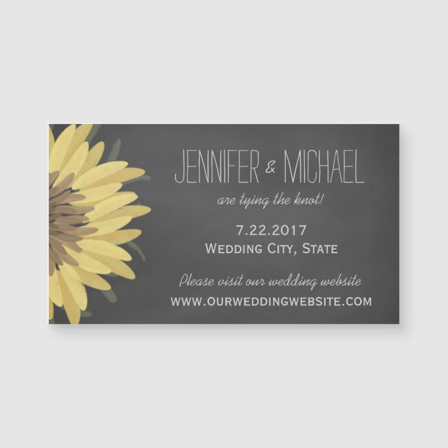 Sunflower Chalkboard Rustic Wedding Save The Date (Front)