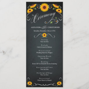 Sunflower Chalkboard Vintage Wedding Program