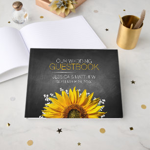 Sunflower Chalkboard Wedding Guest Book