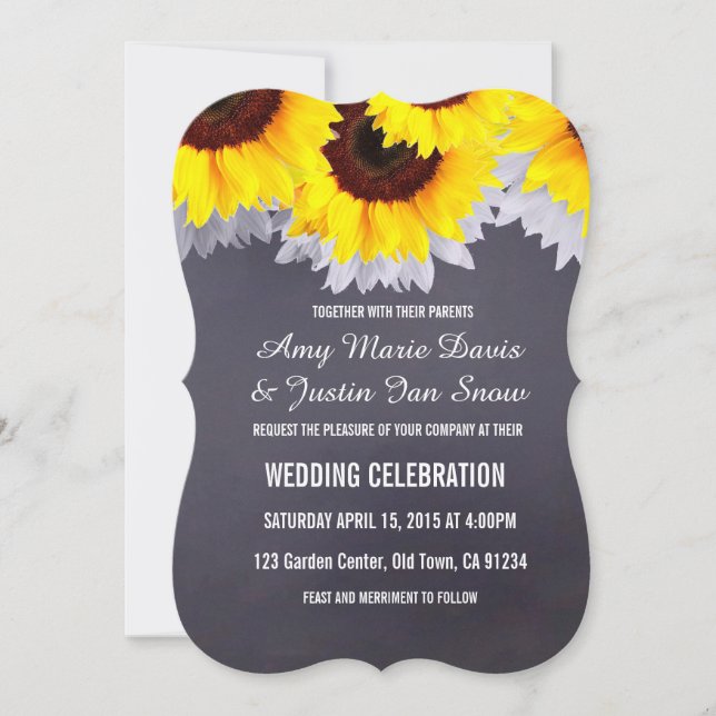 Sunflower chalkboard wedding invitations sunflwr2 (Front)