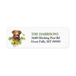 Sunflower Chesapeake Bay Retriever Dog Return Address Label