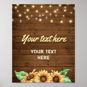 Sunflower Chic Wedding Bridal Shower Baby Birthday Poster