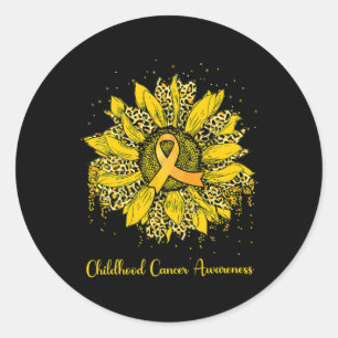 Sunflower Childhood Cancer Awareness Gold Ribbon L Classic Round Sticker