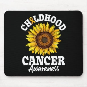 Sunflower Childhood Cancer Awareness Ribbon Women Mouse Pad