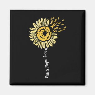 Sunflower Childhood Cancer Ribbon Faith Hope Love Magnet
