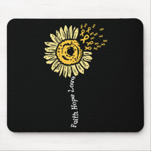 Sunflower Childhood Cancer Ribbon Faith Hope Love Mouse Pad