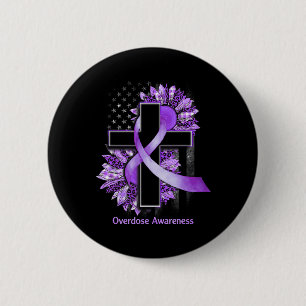 Sunflower Christian Cross Sunflower Overdose Aware 6 Cm Round Badge