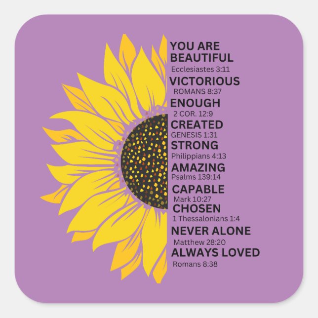 Sunflower Christian Reminders Sticker (Front)