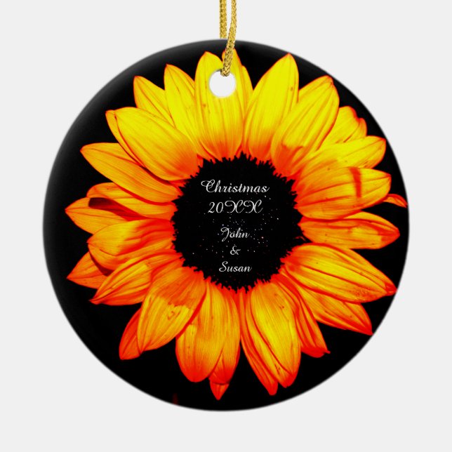 Sunflower Christmas Ceramic Ornament (Front)