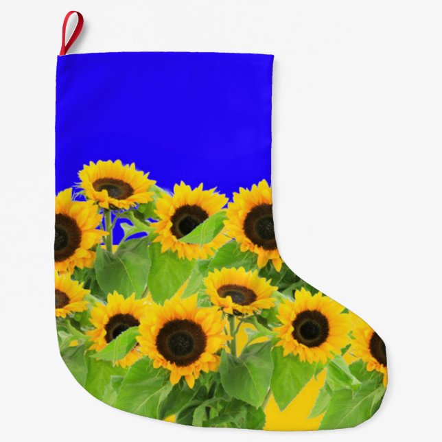 Sunflower Christmas Stocking Ukrainian Flag Colour (Front)